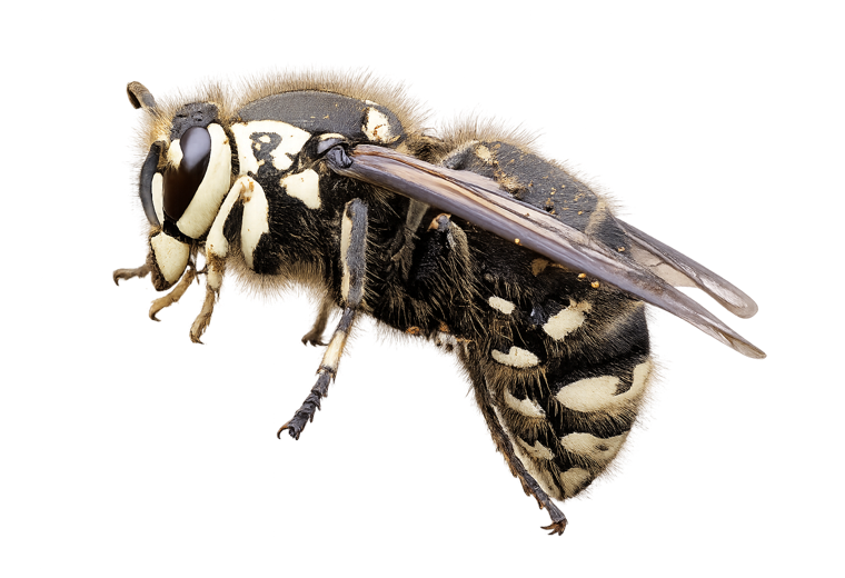Baldfaced hornet (Dolichovespula maculata), a black-and-white wasp that builds a large aerial paper nest