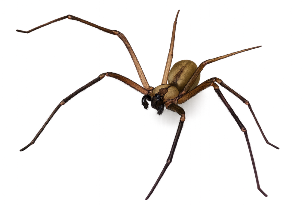 Brown recluse spider (Loxosceles reclusa), brown body with long legs