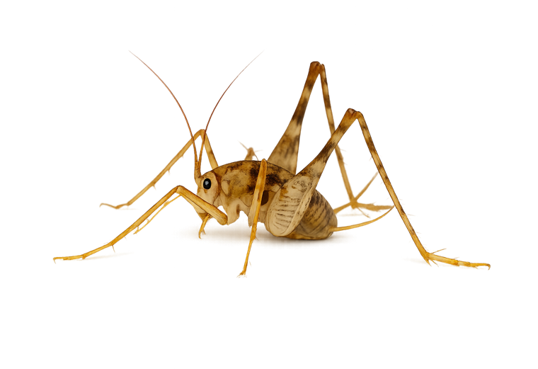 Camel cricket (Ceuthophilus), a humpbacked wingless cricket with very long legs