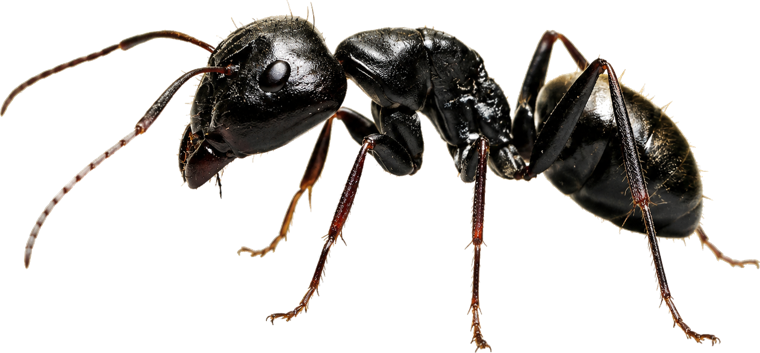 Carpenter ant (Camponotus), a large black ant that tunnels galleries in moist wood