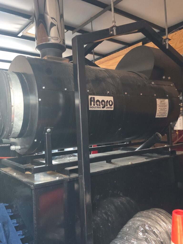 Flagro industrial heat unit mounted in Roberts Pest Control's bed bug heat treatment trailer