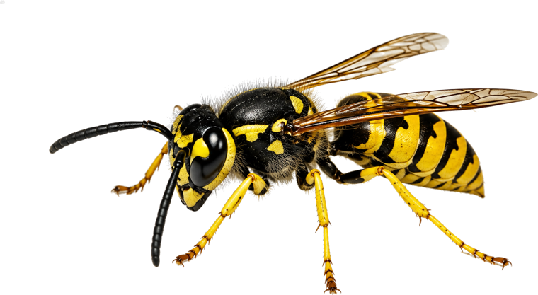 Yellowjacket (Vespula), a small yellow-and-black wasp that scavenges at picnics